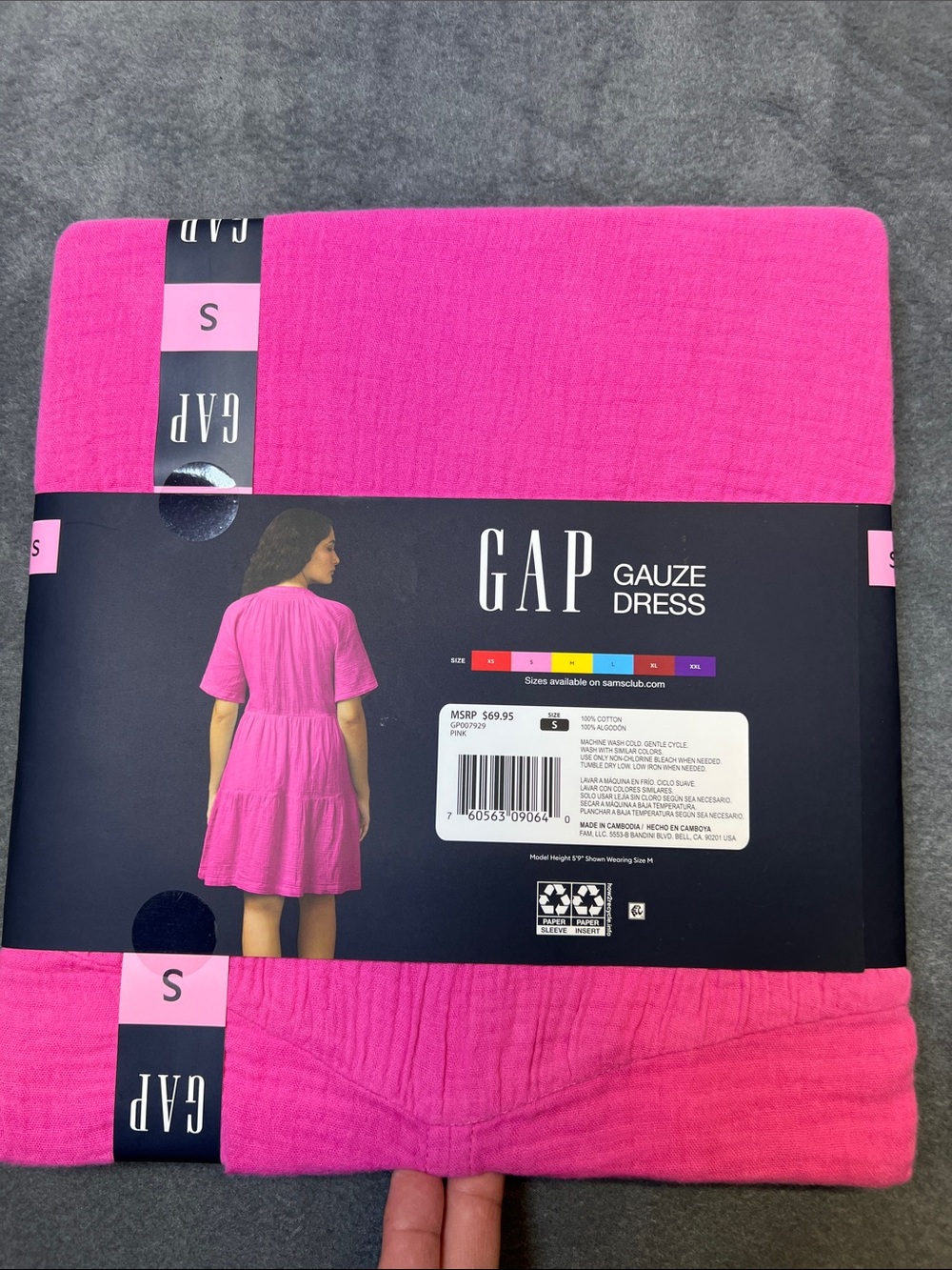 GAP Short Sleeve Gauze Dress - Hot Pink - Picture 2 of 2